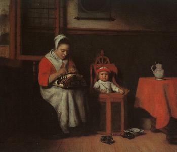 Nicolaes Maes : The Lacemaker